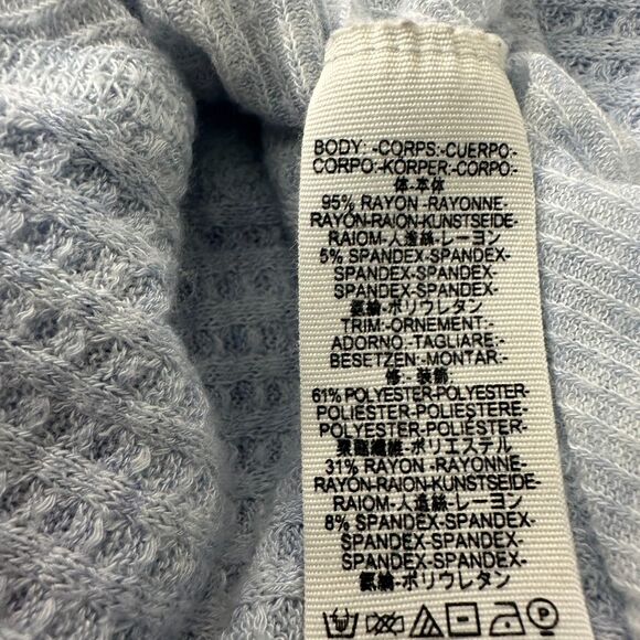 Free People We the Free Catalina Thermal V Neck Oversized Waffleknit Top Small - Picture 5 of 7